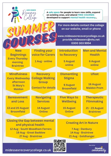 Mid Essex Recovery College Summer Courses