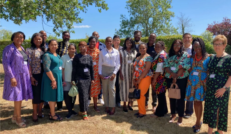 RISE MSE July 2025 - graduates with Moriam Adekunle (far left) Dr Joan Myers (eighth from left) and Liz Fenton OBE (far right)